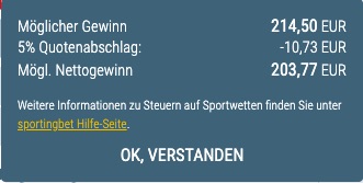 Sportingbet Gewinn Wettsteuer