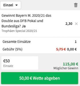 Bayern Double Wette Tipico