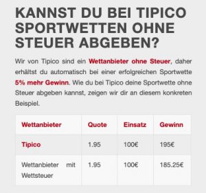 Wettsteuer Tipico Vergleich