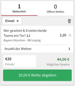 Tipico bayern leipzig quote