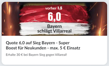 Bildbet Quoten Boost Bayern - Villarreal